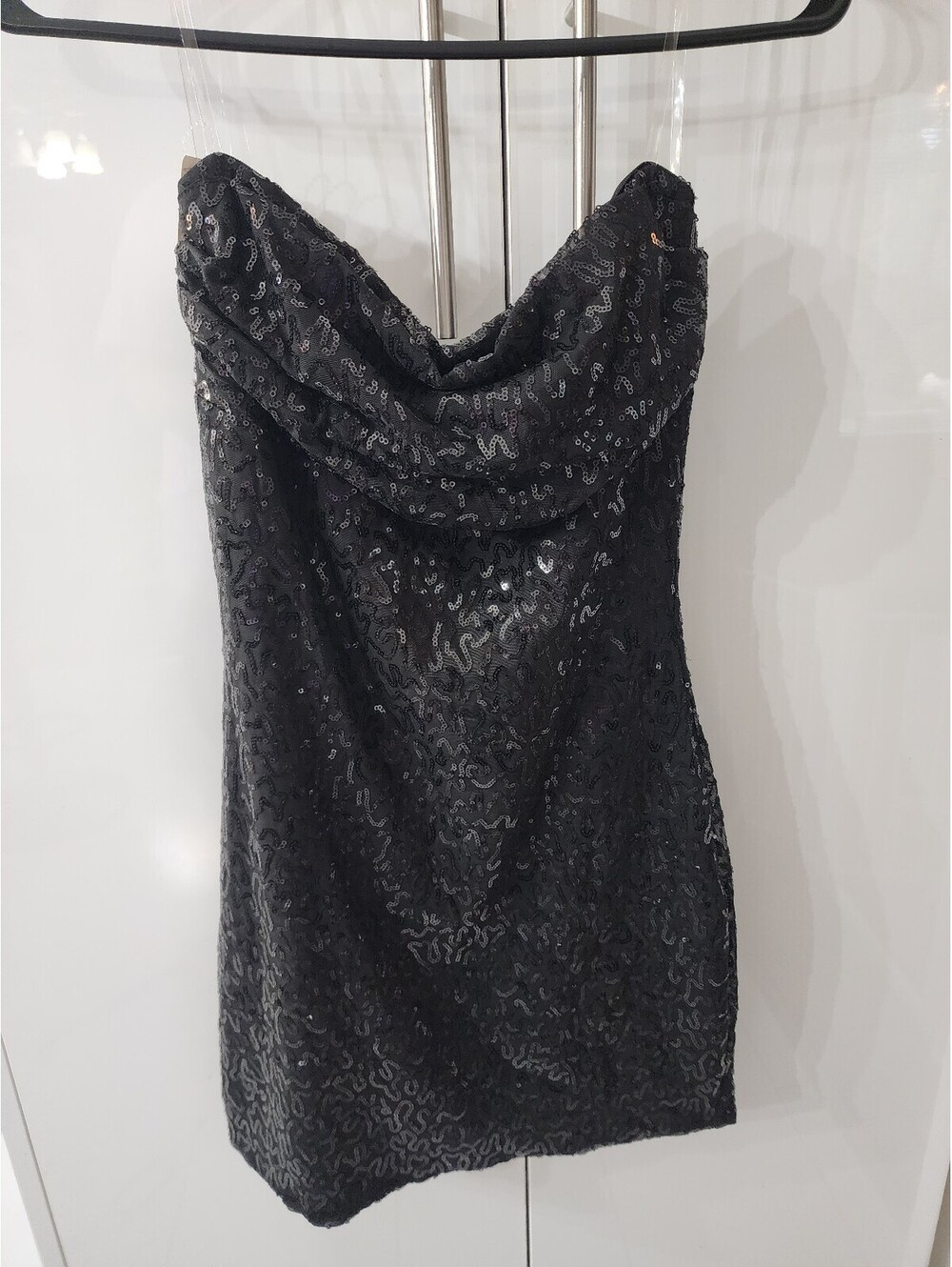 Windsor Black Sequin Strapless Cocktail Dress Size M